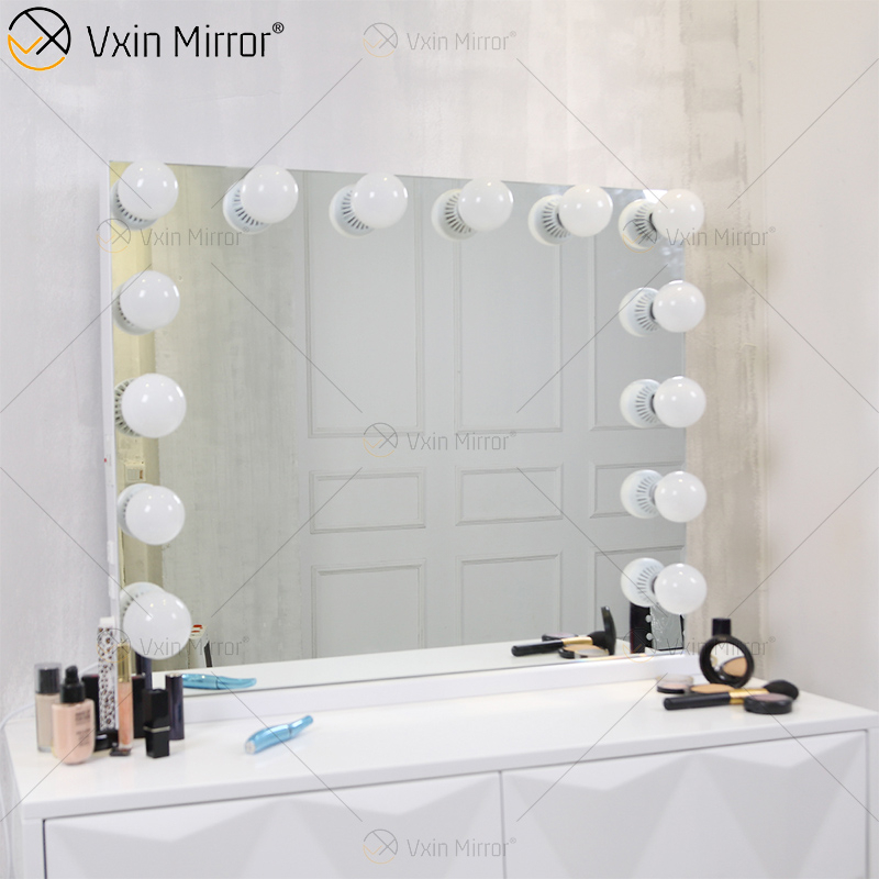 Estilos de curativos venezianos VXin WXDL-107 Sparkle Silver Hollywood Mirror Switch Control com lâmpadas de 3 cores