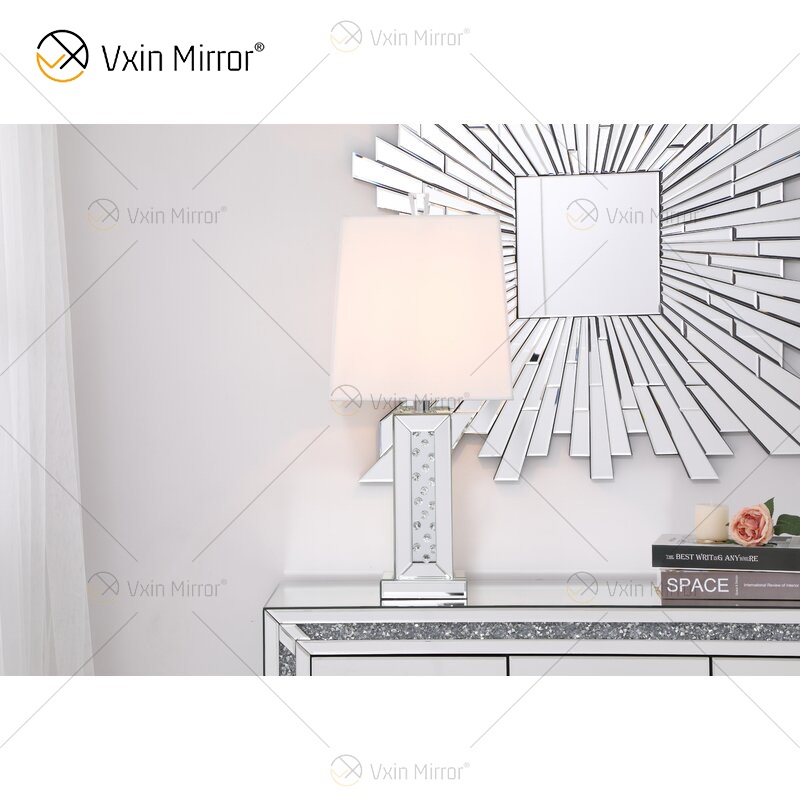 Lâmpada de espelho de mesa Vxin WXTL-142 cristal prata elegante LED 3 cores luz LED para quarto
