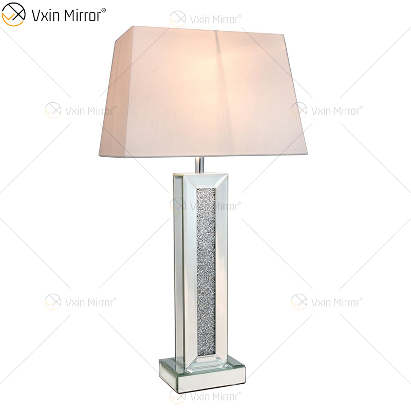 China fornece WXTL-006 moderno quarto prata com abajur de espelho esmagado com abajur