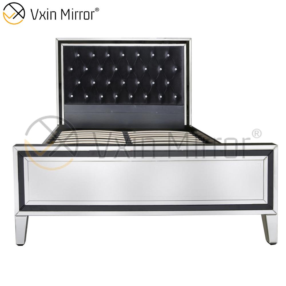 Espelho Vxin Móveis WXWF-1081 Moldura Preta Vidro Prata Espelhado Cama King Cama Espelho