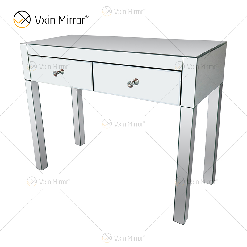 Baú de canto espelhado de prata quente Art Deco WXF-836 com 2 gavetas