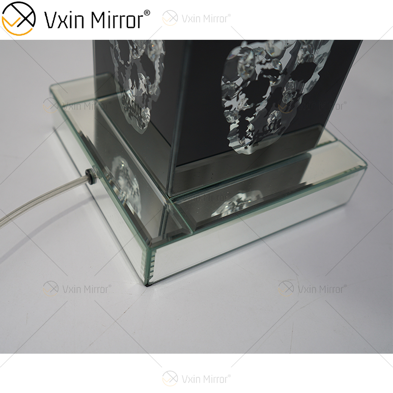 Vxin Supply Estilo Gótico WXTL-79 Prata Preto Caveira Espelho Lâmpada de Mesa com Abajur para Hotel