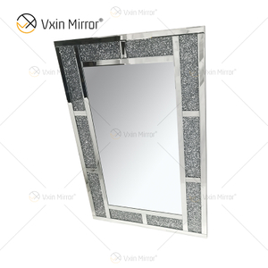 Espelho de parede retangular com decoração de parede WXM-1787 com diamante esmagado