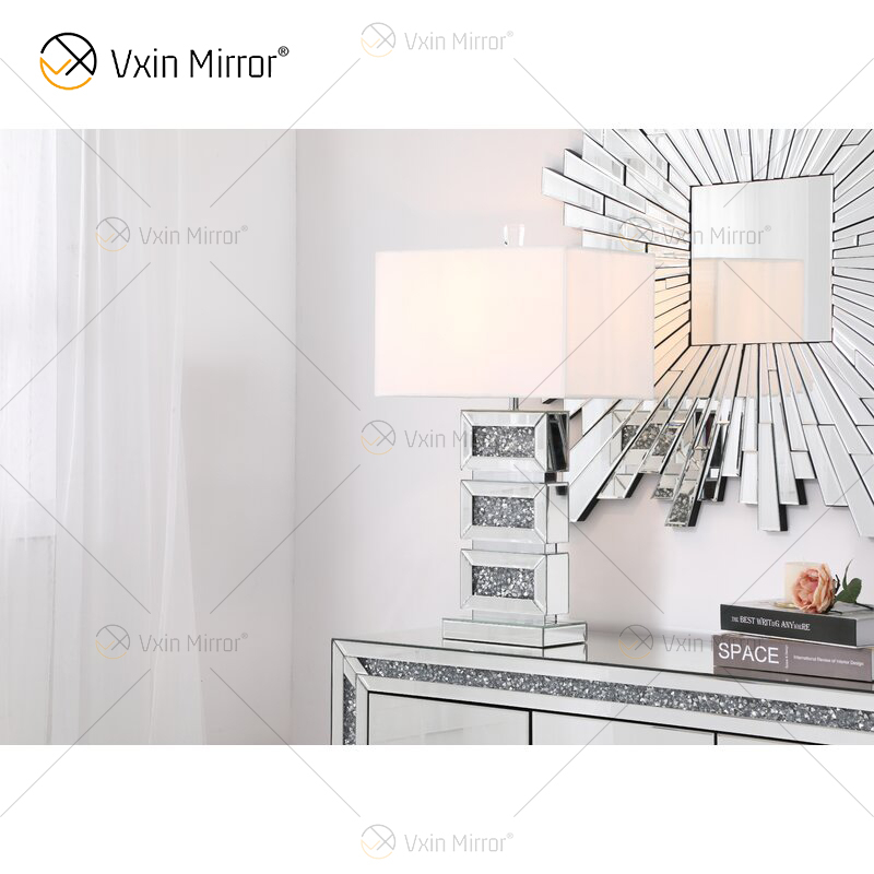 Fornecimento de fábrica WXTL-141 Moderno Cristal Prata Acrílico LED Lâmpada Espelho de Mesa para Luz Quente