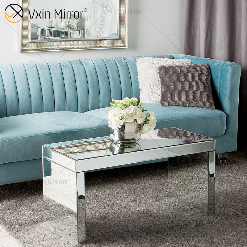 Conjunto de mesa lateral de café espelhado moderno WXF-169 para sala de estar com sofá