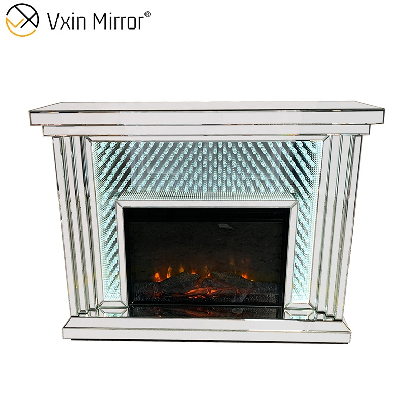 Lâmpadas Infinita Túnel WXWF-1097A Lareira Espelho de Cristal Luxo com Luz LED Lareira Espelhada Elétrica para Sala de Estar