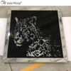 Conjunto de móveis de quarto espelhado de venda imperdível guarda-roupa de cama espelhada diamante preto esmagado com mesa de cabeceira