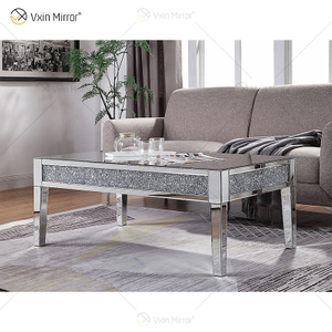 Mesa lateral personalizada Vxin WXF-170 diamante esmagado mesa de centro de prata caseira