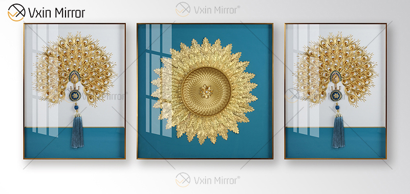 Estilo antigo Vxin WXPP-32 Simplicidade Árvores Tinta para Decoração de Casa Espelho emoldurado Arte de Parede Pena Pendurado Retrato para Sala de Estar