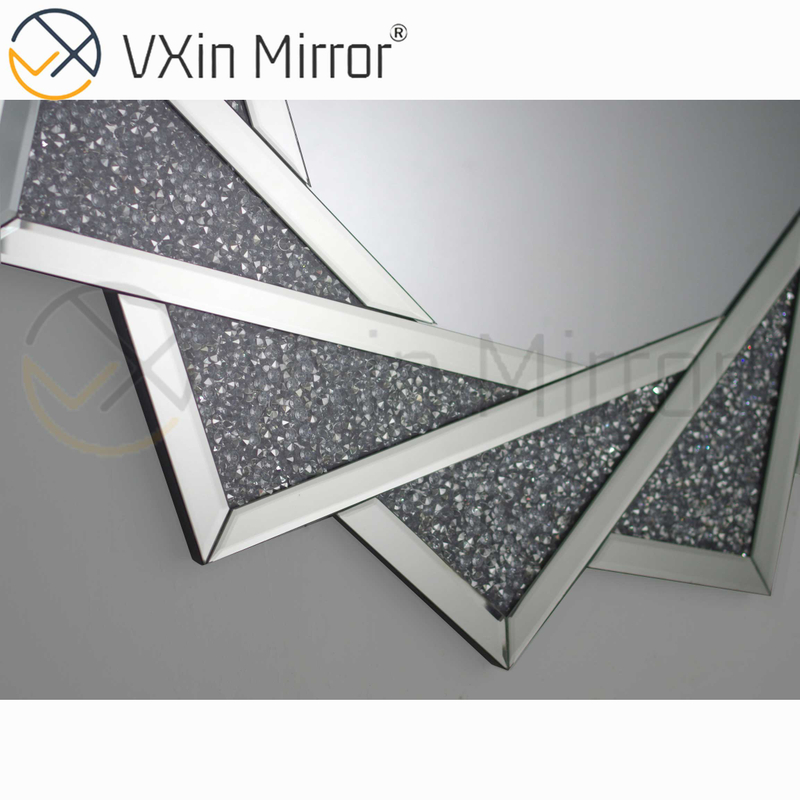 Venda imperdível VXin WXM-1779 moderno cristal prata diamante esmagado espelho pendurado na parede