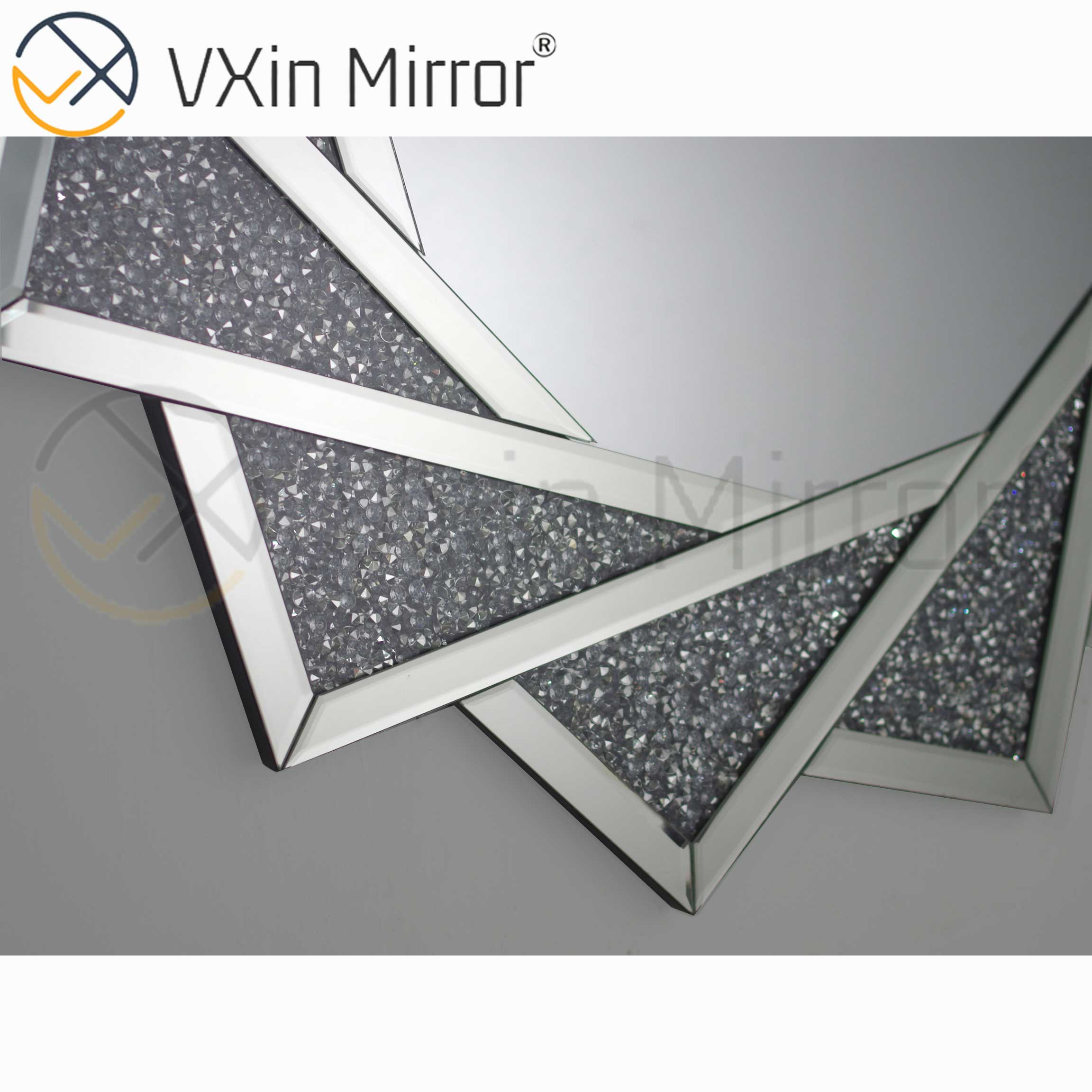 Venda imperdível VXin WXM-1779 moderno cristal prata diamante esmagado espelho pendurado na parede
