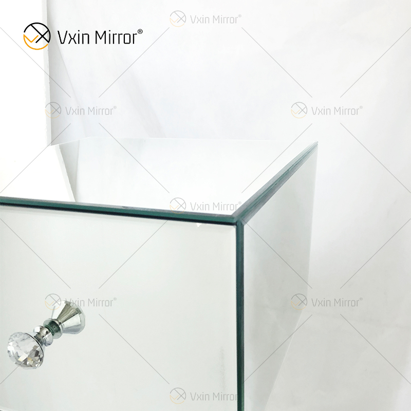 Mesa Lateral Decoração WXF-980 Moderna Prata Cristal Espelhada Mesa Lateral Com Gaveta