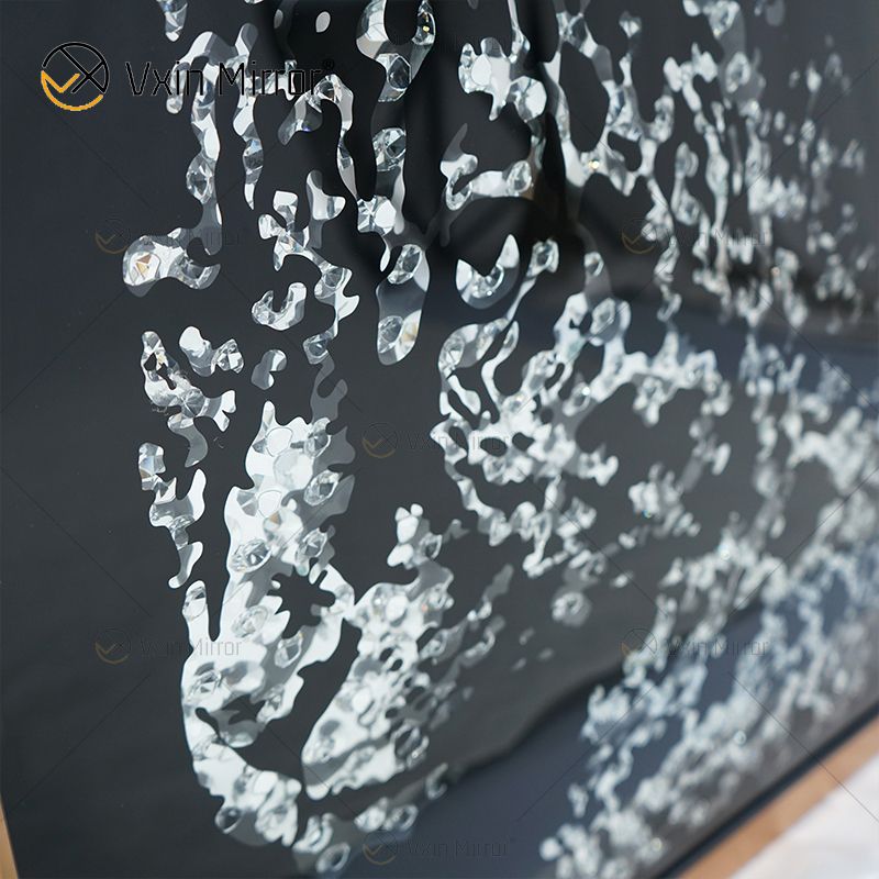 VXin WXMA-19 Decoração de casa Moldura de vidro espelhada Cheetah Wall Art Cristal Porcelana Pintura Espelho Arte de Parede