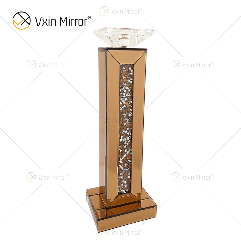 Nome personalizável moderno elegante WXP-002 prata esmagado diamante espelho castiçal