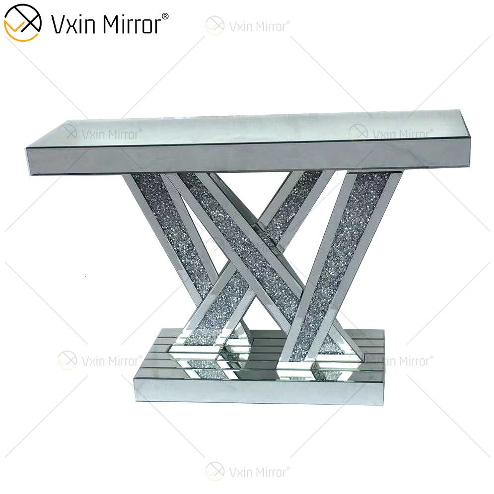 WXWF-513 Preço de Fábrica Atacado Art Déco Antigo Com Vidro Curvo Mesa Console