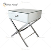 Mesa de cabeceira de cristal para móveis de aço inoxidável prata moderna WXF-046 com 1 gavetas mesa de cabeceira espelhada
