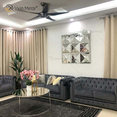 Parede Decora Prata 3D Elegante Quadrado Prata Pendurado Espelho Arte de Parede Decoração de Casa para Móveis de Sala de Estar WXM-1151