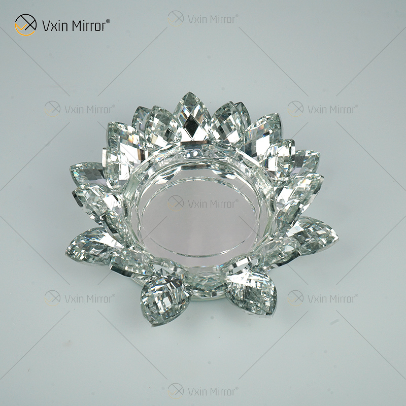 Fornecimento de fábrica Vxin espelho flor VX-07 castiçal de prata castiçal de cristal de lótus