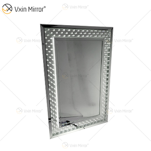 Espelho de parede de cristal LED de boa qualidade WXM-1167 com 3 cores de decoração de parede espelho iluminado