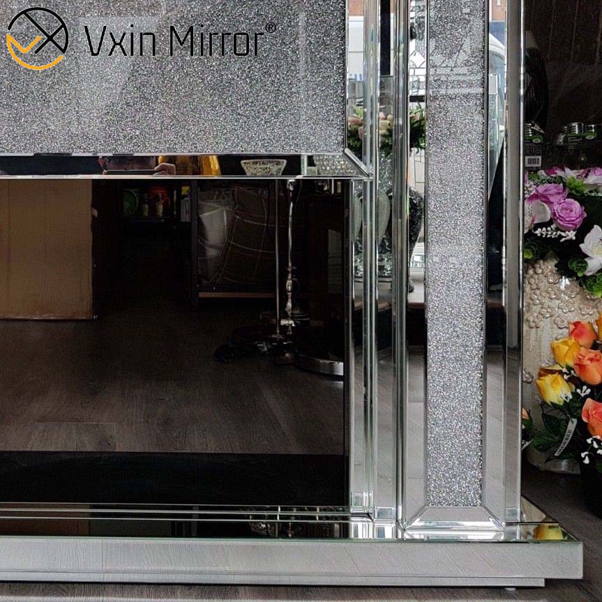Espelho Vxin WXWF-1105 Elegante LED Cristal Esmagado Lareira Espelho Diamante