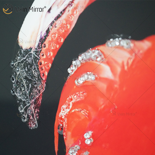 Vxin WXMA-57 Cristal Porcelana Pintura Resina Flamingo Moldura Coberta Espelho Decorativo Arte de Parede