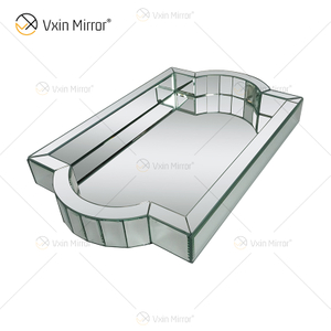 Decoração Elegante WXMT-007 Moderna Vidro Prata Espelhado Bandeja Retângulo
