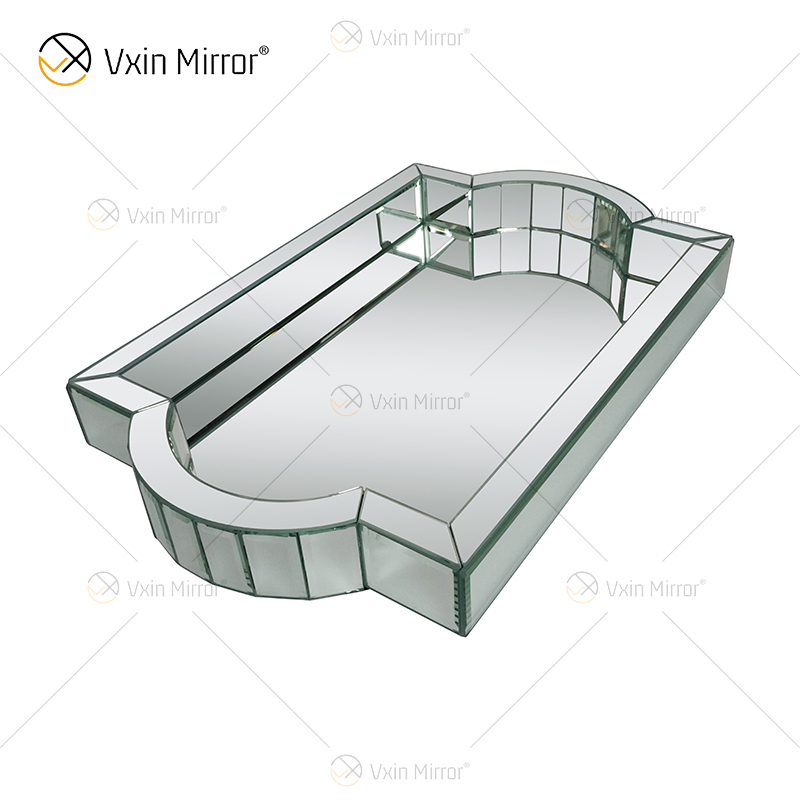Decoração Elegante WXMT-007 Moderna Vidro Prata Espelhado Bandeja Retângulo