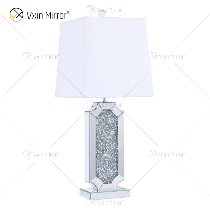 Vxin Supply WXTL-004 Moderno Prata Cristal Esmagado Lâmpada Espelho de Mesa para Quarto
