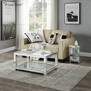 Mesa de centro espelhada com diamantes brilhantes Vxin com cobertura de diamantes para sala de estar