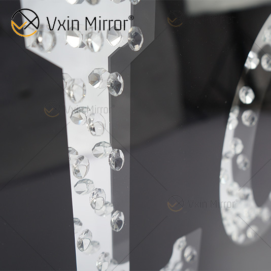 VXin WXMA-23 Decoração de Casa Moldura de Vidro Espelhada AMOR Arte de Parede Cristal Pintura de Porcelana Espelho Arte de Parede
