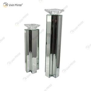 2 cores moderno elegante WXCH-079 prata cristal espelhado castiçal para casamento em casa