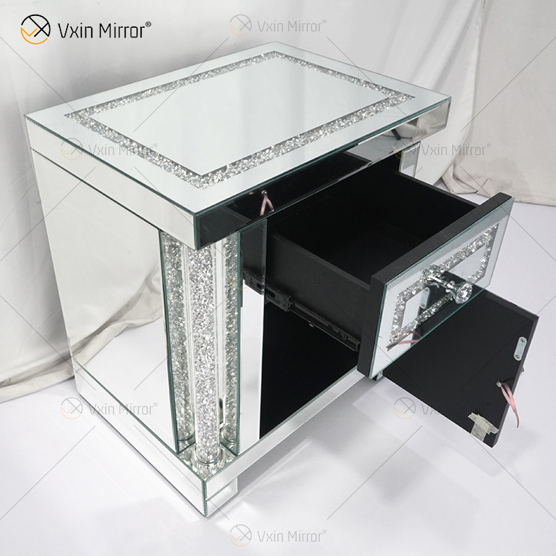 Vxin Espelho WXWF-144 Móveis espelhados Mesinha de cabeceira espelhada Mesa de cabeceira Armário mesa de cabeceira com 2 gavetas