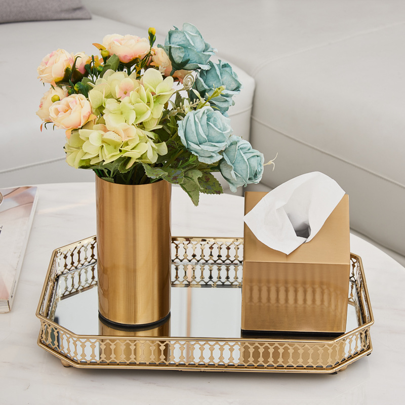 Venda imperdível espelho Vxin WXT-202203 decoração moderna moldura de metal dourado bandeja de espelho bandeja espelhada tamanho 6