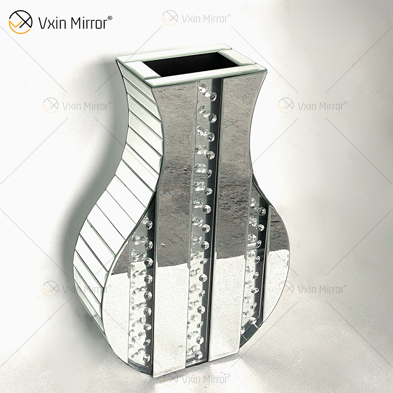 WXMV Home Hotel Decoração Interior Prata Esmagado Diamante Espelhado Vaso de Espelho Grande Seguidor