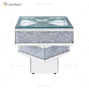 Vxin WXF-158-1 3D Esmagado Diamante Mesa Lateral Prata Espelho Vidro Temperado Mesa Lateral