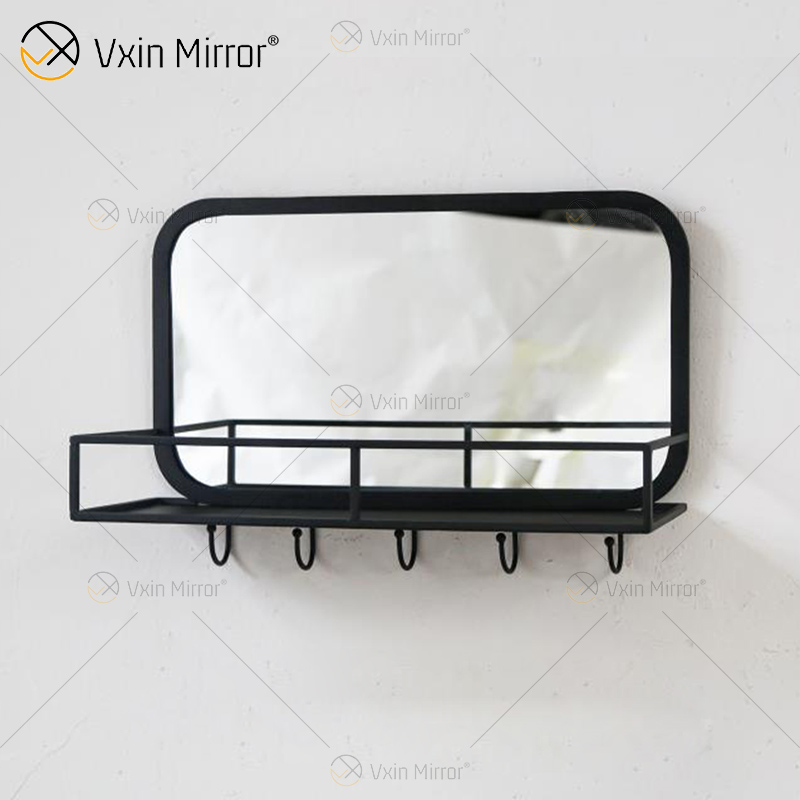 Vxin Fornecimento de Fábrica Prata Decoração de Parede Prata Prata Metal Rack de Armazenamento Espelho Retangular Prateleira de Parede