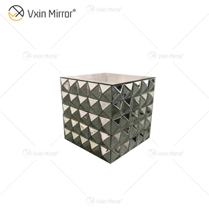 Decoração para casa Espelho Prata Safás Mesa de Canto Móveis Espelhados Mesa de Cabeceira WXWF-992