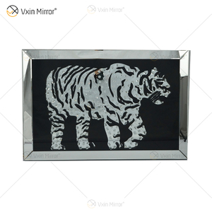 VXin WXMA-22 Decoração de casa Moldura de vidro espelhada Tiger Wall Art Cristal Porcelana Pintura Espelho Arte de Parede