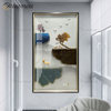 Moderno Minimalismo Branco Azul Pena Pintura Fotos Abstrato Luxo Rodada Lona Pôsteres Impressões Arte Nórdica de Parede Sala de Estar