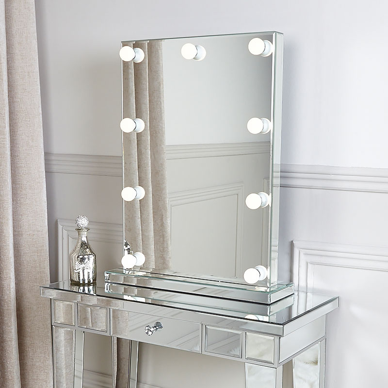 Estilos de Vestuário Veneziano VXin WXDL-106 Brilhante Prata Hollywood Espelho Conjunto de Mesa de Maquilhagem com Lâmpadas de 3 Cores