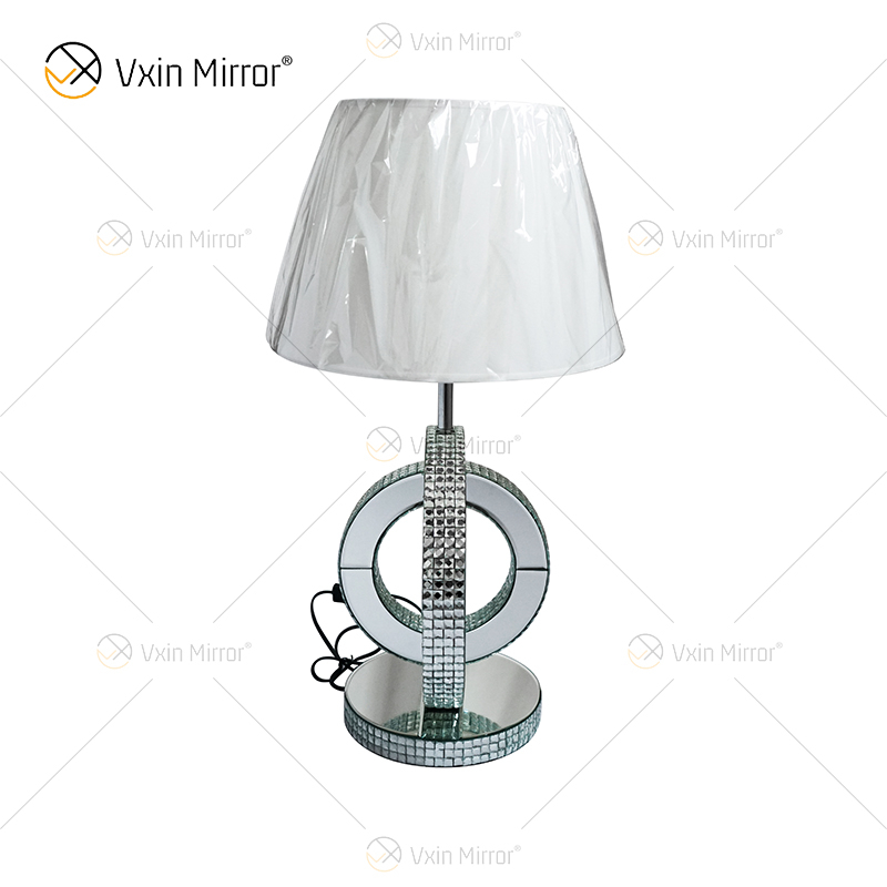 Candeeiro de mesa espelhado de cristal prateado estilo country moderno WXTL-093 para quarto de cabeceira luminária espelho