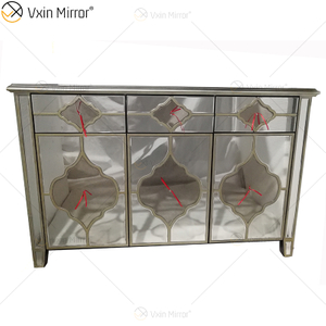 Aparador Top Design WXF-676 Luxo Anti Gold Armário Espelhado com Gavetas Muti