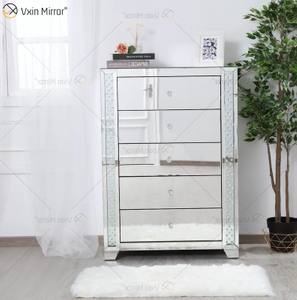 Mesa de cabeceira Vxin Crystal Decor WXF-746 Prata Tallboy Crystal com cinco gavetas para quarto