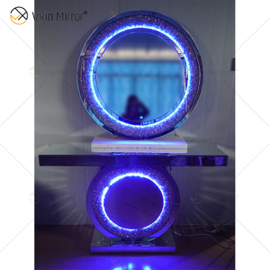 Mesa de console moderna espelhada LED tamanho personalizado 3 cores com função de tela de toque de espelho