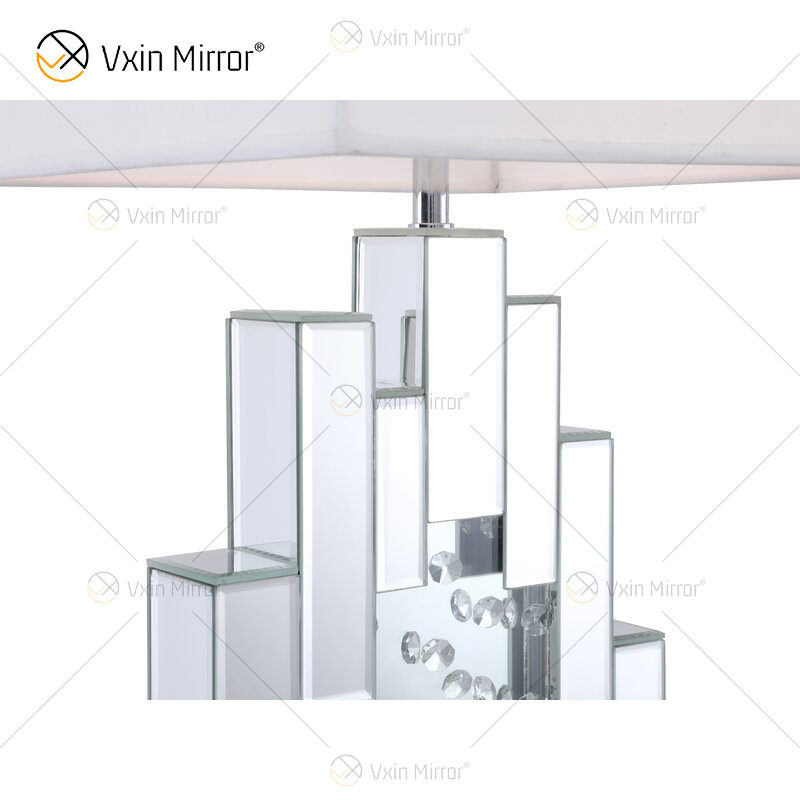 Fornecimento de fábrica WXTL-144 moderno espelho de mesa de cristal prata com abajur para quarto