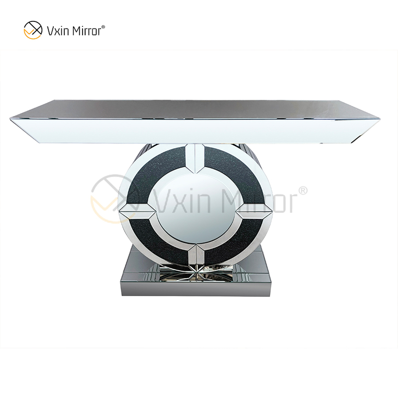 Mesa de console espelhada de cristal espelhado de diamante preto nova chegou de fábrica Vxin