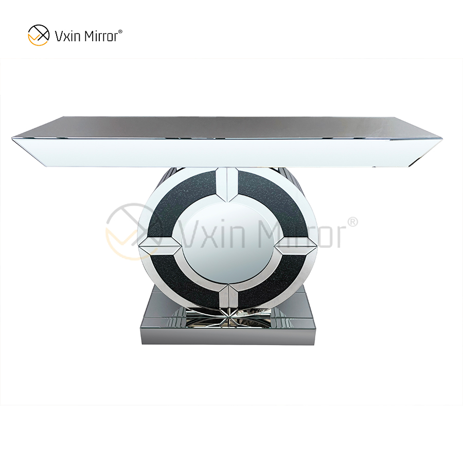 Mesa de console espelhada de cristal espelhado de diamante preto nova chegou de fábrica Vxin