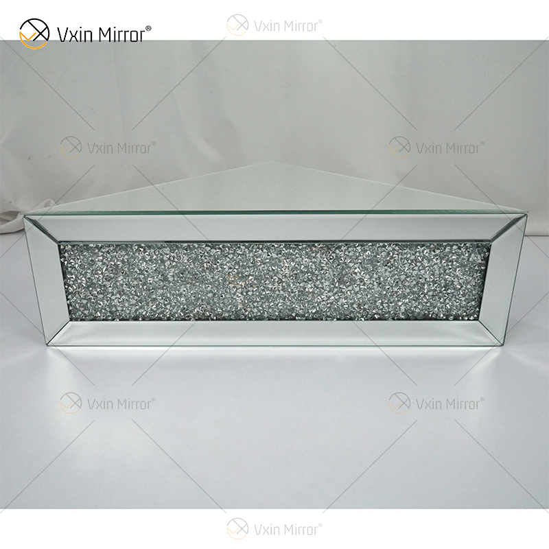 Fornecimento de fábrica Vxin WXF-152 Prata para decoração de parede Prata com diamante esmagado Prateleira de parede com espelho