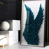 Imagem decorativa moderna de penas redondas WXPP-69 3D asas de penas de anjo decoração pinturas na parede para sala de estar emoldurada