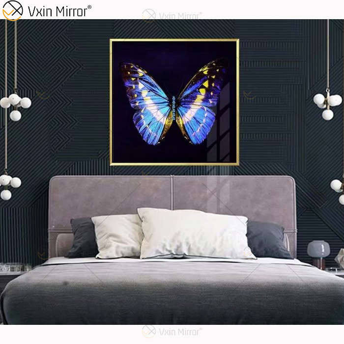 Moldura de alumínio de luxo espelho arte de parede cristal porcelana pintura fundo sofá parede pintura decoração da sala de estar